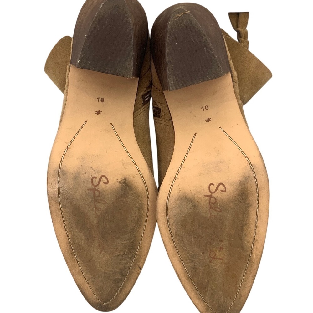 Splendid Womens Tan Suede Western Ankle Boots Pointed Toe Tassel Zip Size 10 - Picture 6 of 6